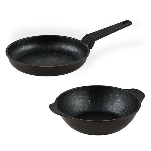 퀸센스 디너 후라이팬 2종 세트, 브라운, 후라이팬 28cm + 파티웍 28cm, 1세트