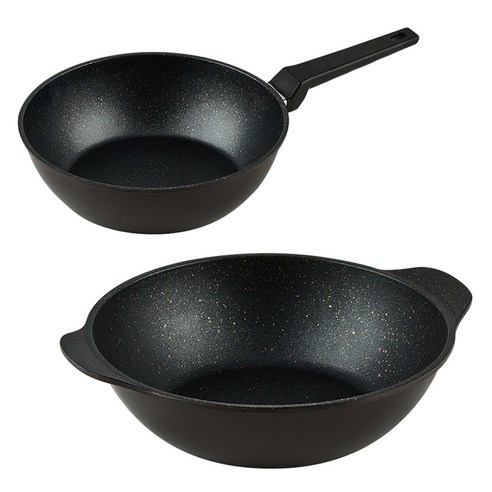 퀸센스 디너 후라이팬 2종 세트, 브라운, 궁중팬 24cm + 파티웍 28cm, 1세트