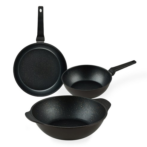 퀸센스 디너 후라이팬 3종 세트, 브라운, 후라이팬 28cm + 궁중팬 24cm + 파티웍 28cm, 1세트