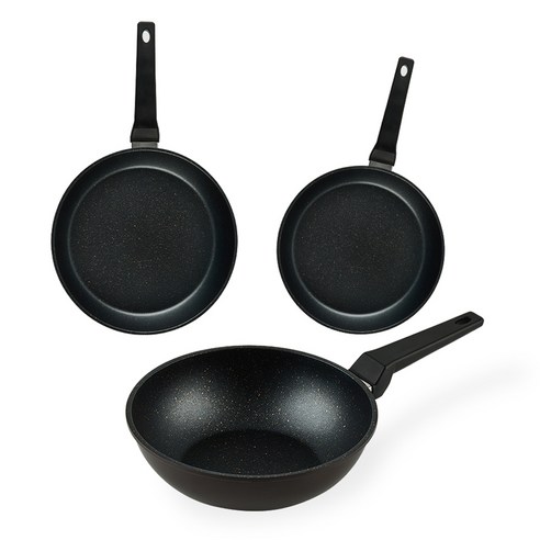 퀸센스 디너 후라이팬 세트 3개, 브라운, 후라이팬 28cm + 후라이팬 24cm + 궁중팬 28cm, 1세트