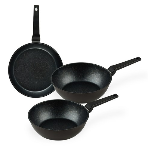 퀸센스 디너 후라이팬 세트 3개, 브라운, 후라이팬 28cm + 궁중팬 24cm x 2p, 1세트