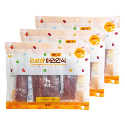 웁스 강아지 건강한 간식, 오리슬라이스, 300g, 3개