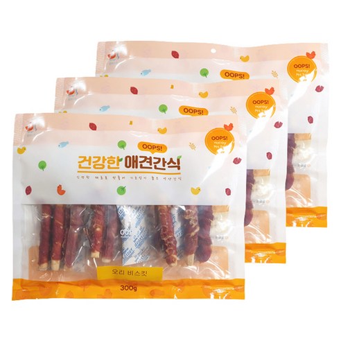 웁스 강아지 건강한 간식, 오리비스킷, 300g, 3개