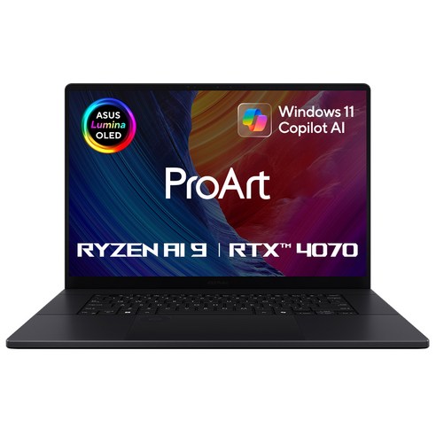 에이수스 2024 프로아트 P16 라이젠9 라이젠 AI 300시리즈 지포스 RTX 4070, 나노 블랙, H7606WI-ME140X, 1TB, 32GB, WIN11 Pro