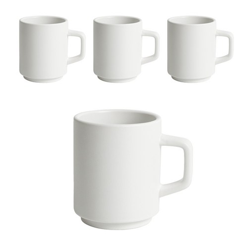 벤자민 무광 파스텔 컬러 레고 스택 머그 330ml, 화이트, 4개