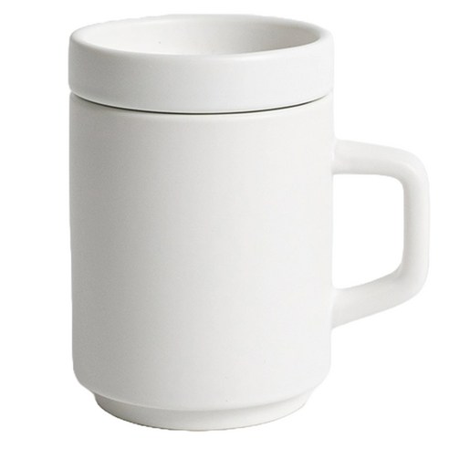 벤자민 무광 파스텔 컬러 머그컵 330ml + 뚜껑 세트, 화이트, 1세트