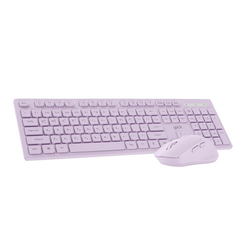 지클릭커 OFFICE PRO 인체공학 무소음 무선 키보드 + 마우스 세트, WMK10, 퍼플, 일반형