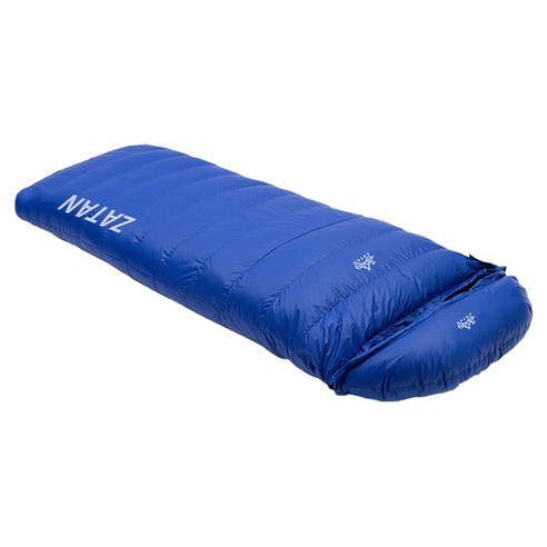 구스 다운 침낭 거위털 초경량 차박 캠핑 동계 군대 군용 겨울 온열 1200g, 블루, 1개