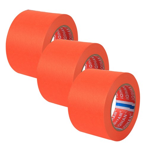iQIHAN 칼라 마스킹 종이테이프 50mm x 15m, 오렌지, 3개