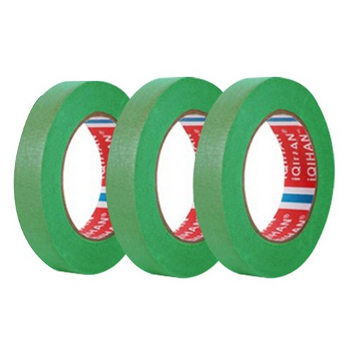 iQIHAN 칼라 마스킹 종이테이프 20mm x 15m, 그린, 3개
