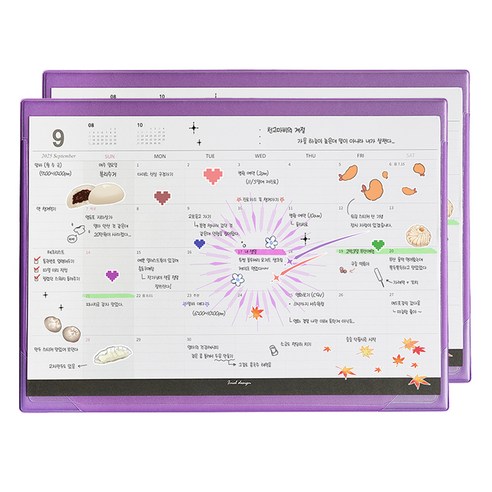 아이씨엘 2025 먼슬리플래너 마우스 패드 세트, 라벤다, 2세트
