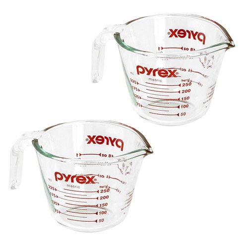 파이렉스 내열유리 오리지널 계량컵, 투명, 250ml, 2개