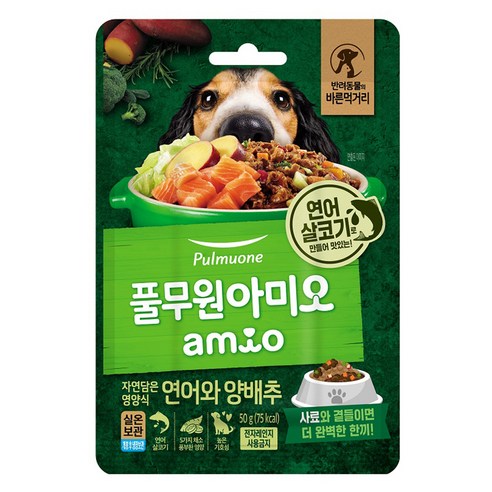 풀무원아미오 전연령 강아지 자연담은 영양식 습식사료, 연어+양배추, 50g, 1개