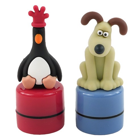 핑크풋 3500 월레스와 그로밋 피규어 스탬프, 레드 + 블랙, 2개