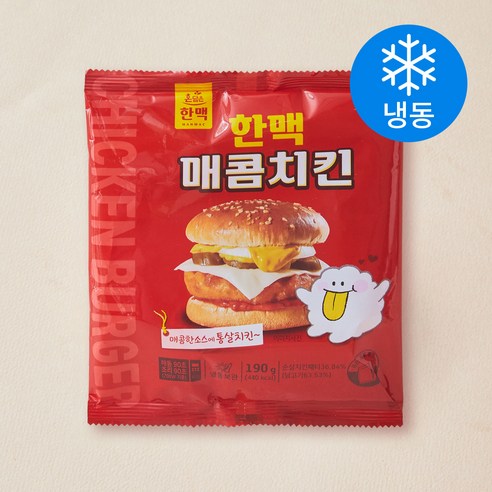 한맥 매콤치킨 햄버거 (냉동), 190g, 3개