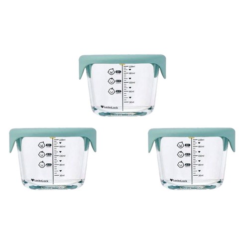 락앤락 리틀럽 디어 실리콘캡 원형 이유식 용기, 스카이블루, 3개, 260ml