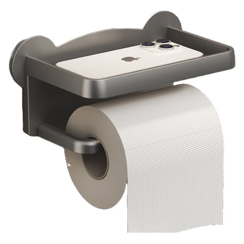 쏠트홍 무타공 접착식 곰돌이 휴지걸이, 화이트, 1개