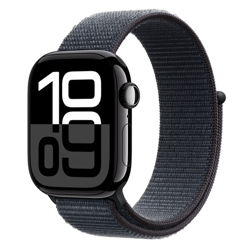 Apple 애플워치 10 GPS+Cellular, 42mm, 알루미늄, 제트 블랙 / 잉크 스포츠 루프, Loop