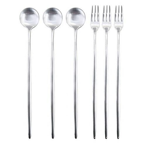 부엌다옴 플리비체 스텐304 롱티스푼 + 포크 세트, 3세트, 롱티스푼 3p + 롱티포크 3p