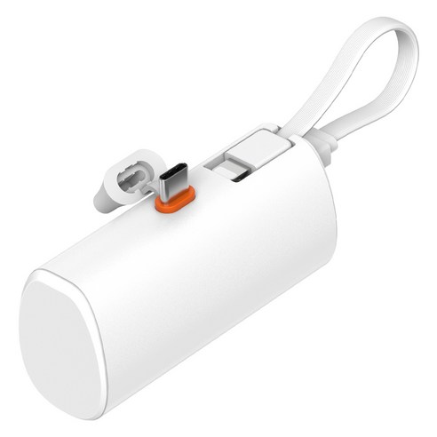 밸류엠 PD 20W 8핀 케이블 빌트인 도킹형 보조배터리 5000mAh D2 C타입, 화이트, VM-B2DA5PD20WCP