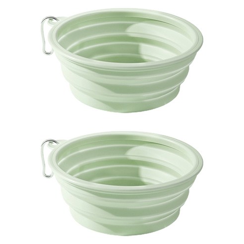 둥둥펫 반려동물 접이식 마카롱 식기 350ml, 그린, 2개