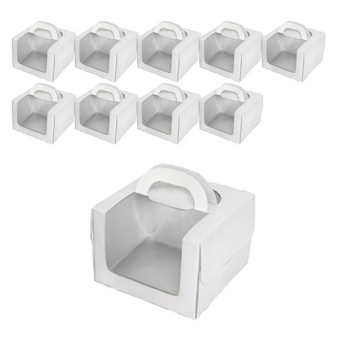 중앙패키지 프리미엄 투명창 케이크 상자 17cm 1호 + 받침포함 세트, 화이트, 10세트