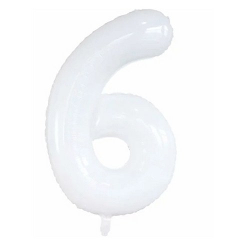 세컨드베스트 깔끔한 화이트 파티풍선 80cm, 숫자 6, 1개