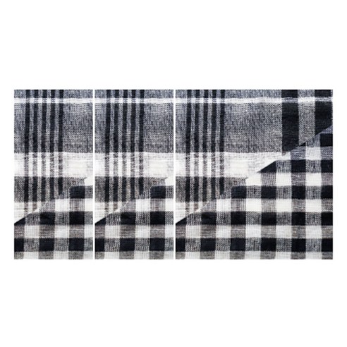 까사베르데 로웬 체크 이중거즈 선염면 키친크로스 S 45 x 45 cm, 블랙, 3개