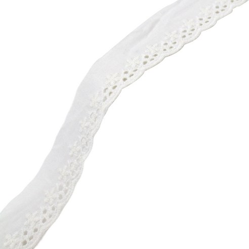 아이엔피 파인코튼 리본 면 자수 레이스 2.7 x 270 cm, 화이트, 1개