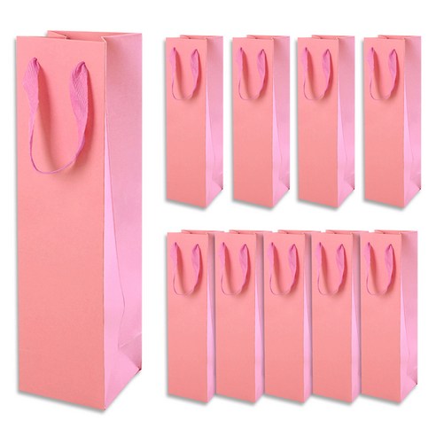 골든래빗 와인C 컬러 와인 종이백 9 x 28 x 8 cm, 핑크, 10개