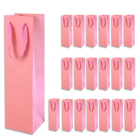골든래빗 와인C 컬러 와인 종이백 9 x 28 x 8 cm, 핑크, 20개