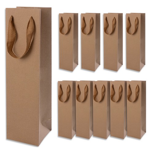 골든래빗 와인C 컬러 와인 종이백 9 x 28 x 8 cm, 베이지, 10개