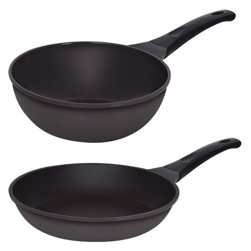 오퇴르 국내생산 시어터 주물 프라이팬 2종 세트, 다크브라운, 1세트, 팬 20cm + 궁중팬 20cm