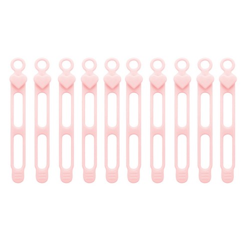 마다꾸미 실리콘 케이블타이 콘세트 선 라인 정리, 32 하트 핑크, 10개