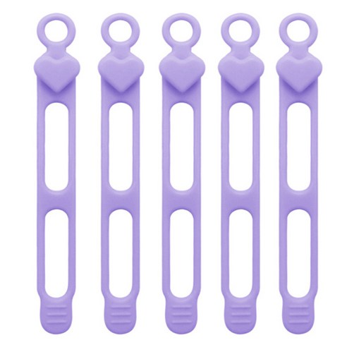 마다꾸미 실리콘 케이블타이 콘세트 선 라인 정리, 34 하트 퍼플, 5개