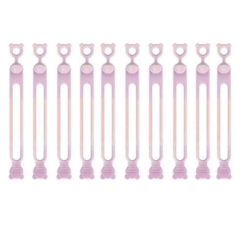 마다꾸미 실리콘 케이블타이 콘세트 선 라인 정리, 41 곰돌이 핑크마블, 10개