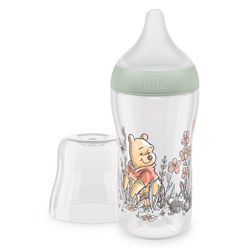 누크 퍼펙트매치 젖병 + 젖꼭지 M 세트, 디즈니 푸, 1세트, 260ml