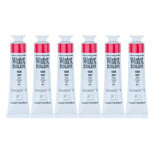 신한화구 전문가 수채화 Tube 406 레드 6p, 12ml, 1색