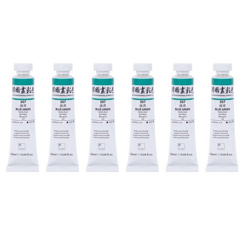 신한화구 전문가 한국화 물감 307 녹청 6p, 20ml, 1색