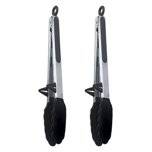 띄움 실리콘 주방집게 34cm, 블랙, 2개