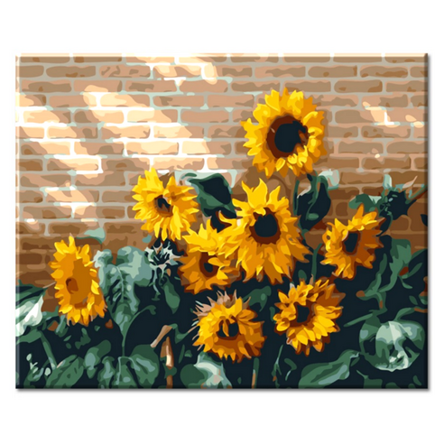 모모픽스페인팅 DIY 명화 그리기 40 x 50 cm, J74 담장에 핀 해바라기, 1개