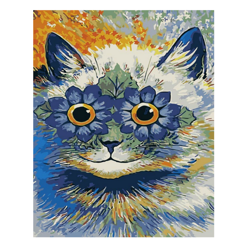 모모픽스페인팅 DIY 명화 그리기 40 x 50 cm, G02 루이스웨인 꽃눈고양이, 1개