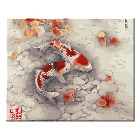 모모픽스페인팅 DIY명화그리기 40 x 50 cm, G17 비단잉어, 1개
