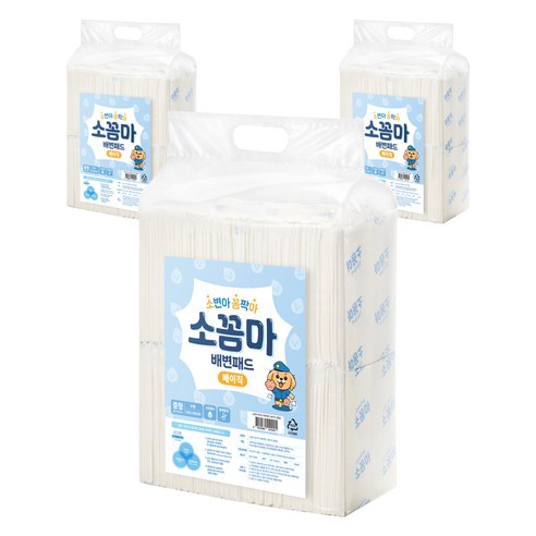 소꼼마 강아지 소변아 꼼짝마 냄새잠금 배변패드 베이직, 3개, 100개입