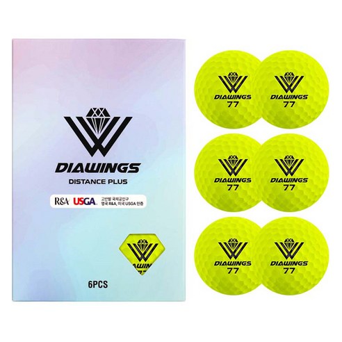 다이아윙스 고반발 비거리 전용 장타 골프공 M3 2피스 42.8mm, 옐로우무광, 6개입, 1개