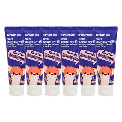 케이맘 충치케어 1000ppm 포도향 불소 치약, 50g, 6개