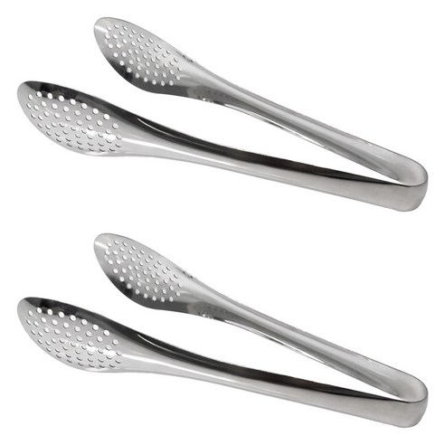 키친유 스텐 304 타공 샐러드 서빙 집게 230mm, 실버, 2개