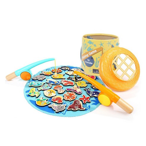 에코큐브 탑브라이트 유아용 원목 자석 낚시놀이 완구 세트, 혼합색상, 1세트