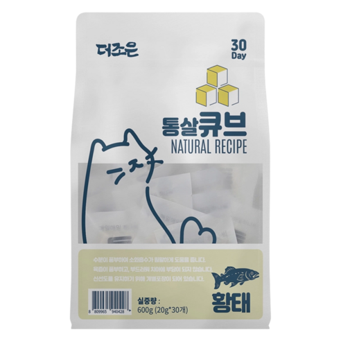 더조은 고양이 리얼 통살 큐브 간식 30p, 황태, 600g, 1개
