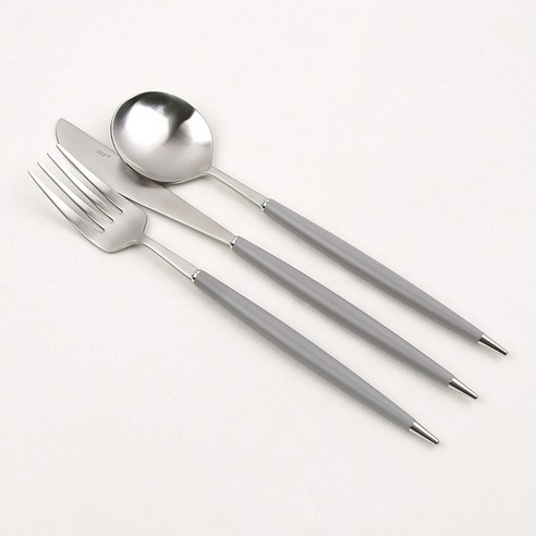 보겐 몽블랑 큐티 커트러리 양식기 세트, 그레이, 디너스푼 + 디너나이프 + 디너포크, 1세트